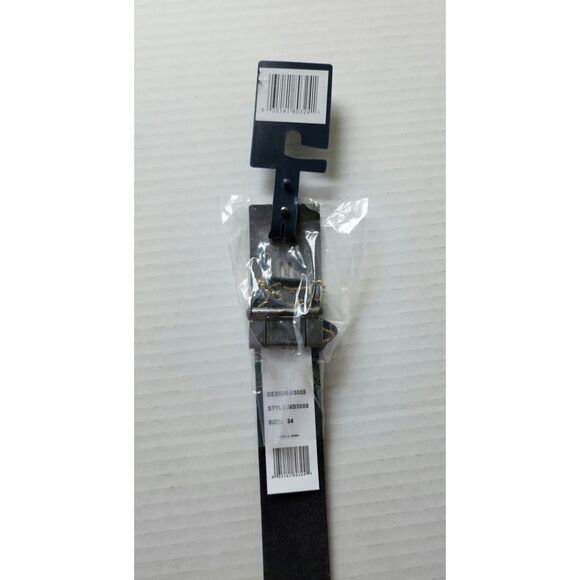 NWT Firenze Mens Black Leather Dress Belt Buckle Style #MB5000 Size 34 - Picture 2 of 4